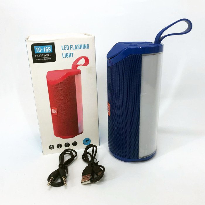 Портативна Bluetooth колонка TG169 з різнокольоровим підсвічуванням FM-радіо 5Wx2. Колір: синій