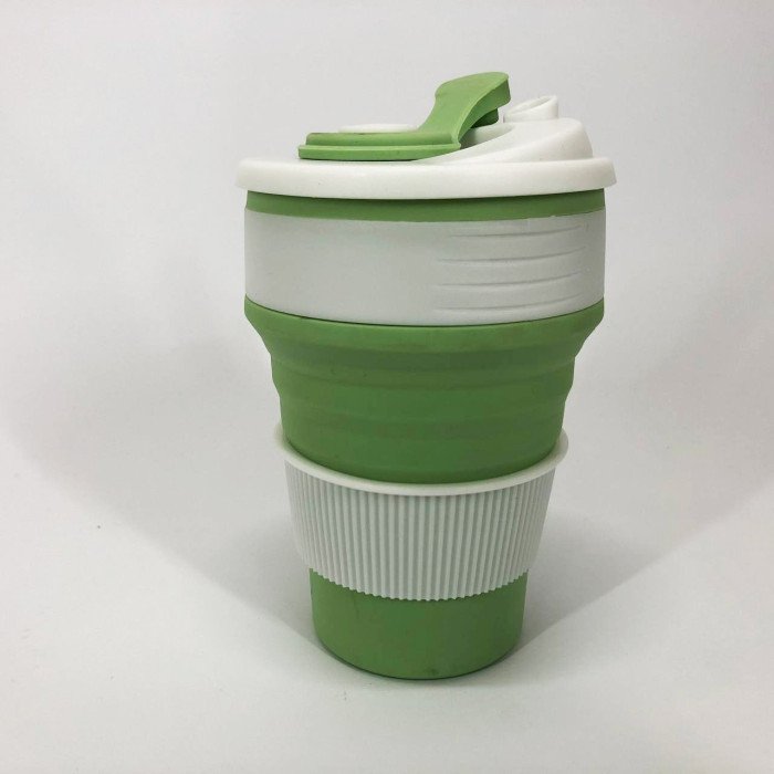 Кружка туристична (складна/силіконова), силіконовий складний термокухоль. Колір: зелений