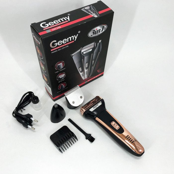 Тример універсальний GEMEI GM-598, професійна електробритва, бритва для бороди. Колір: золотий