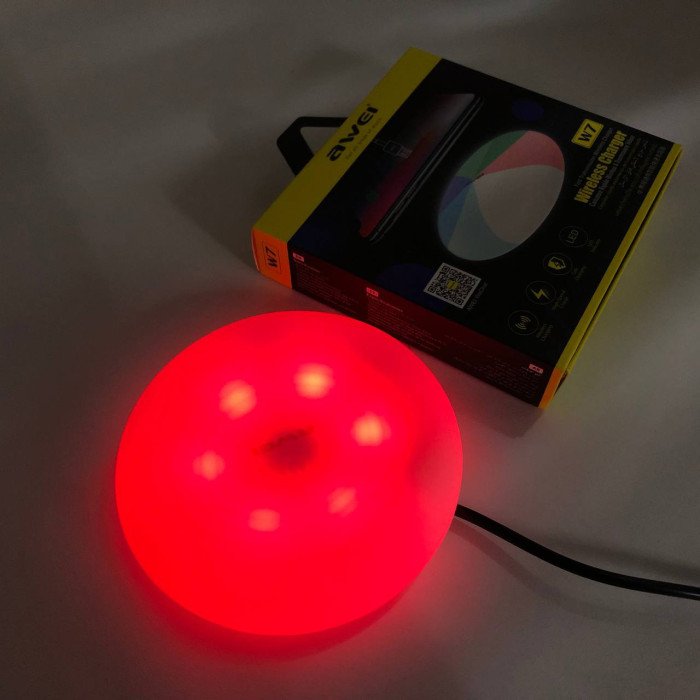 Бездротова зарядка з підсвічуванням 7 кольорів 10W 7 COLOR Awei W7 + WIRELESS CHARGE