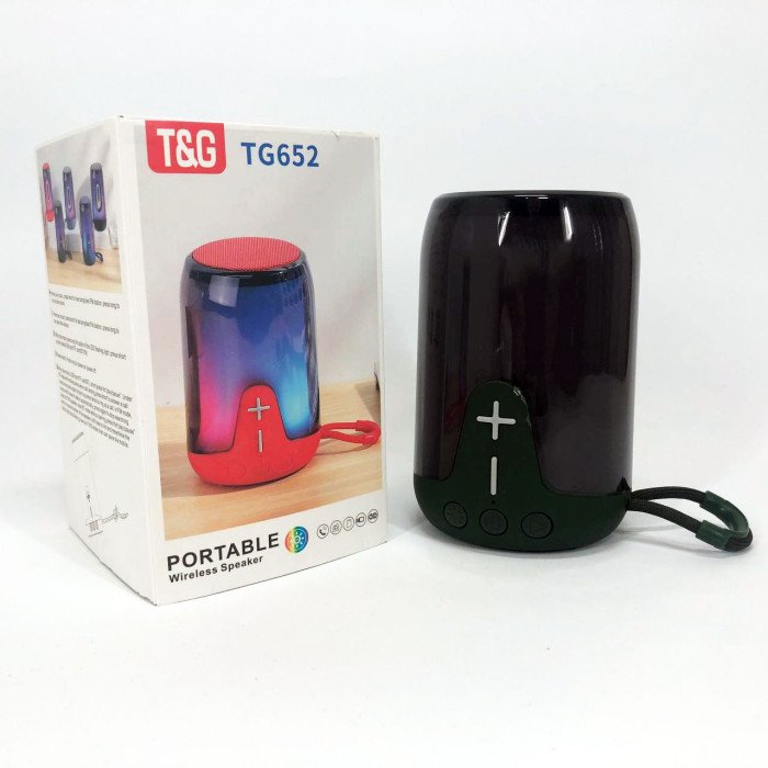Портативна колонка TG652 5W з RGB підсвічуванням та ремінцем, колонка з акумулятором блютуз. Колір: зелений