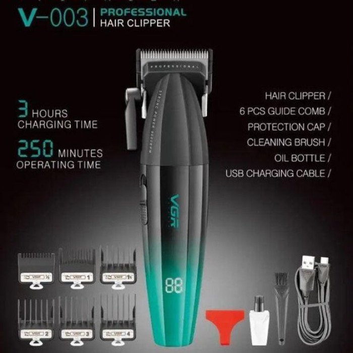 Машинка для стрижки волосся акумуляторна Professional Turbo з різними насадками VGR V-003