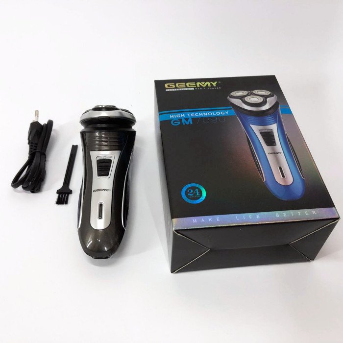 Електробритва GEEMY GM-7090 3 в 1 тример, бездротова електробритва, Тример для вусів. Колір: синій