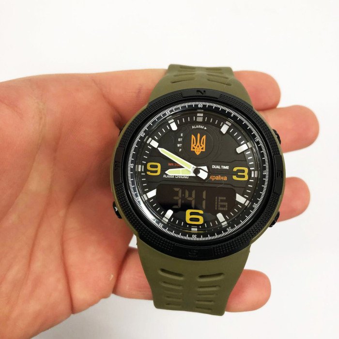 Годинник наручний чоловічий SKMEI 5561/1655AGBK, Протиударний годинник, Годинник для військовослужбовців