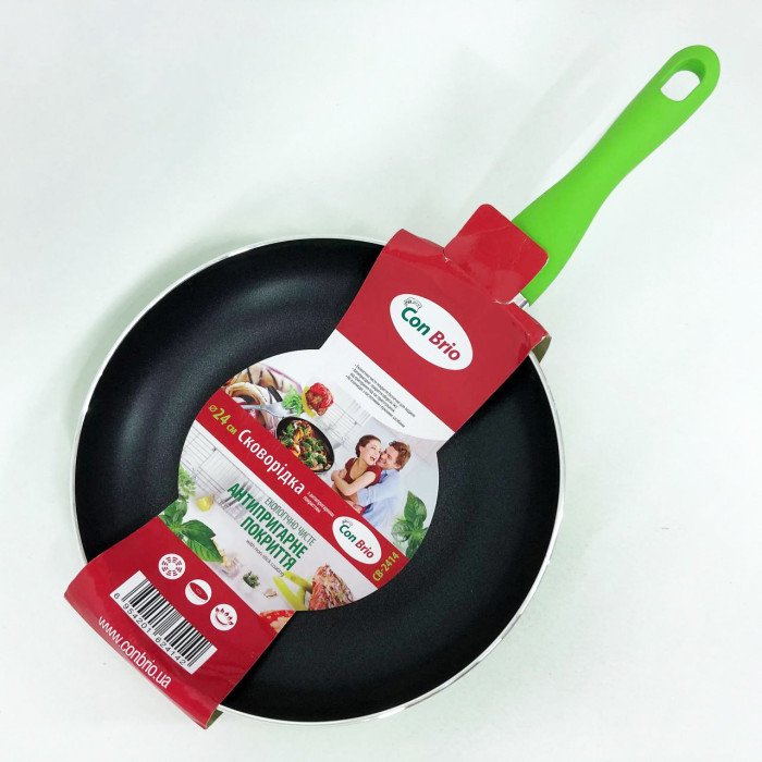 Сковорода антипригарна Con Brio 24 см СВ-2414, сковорода з товстим дном. Колір: зелений