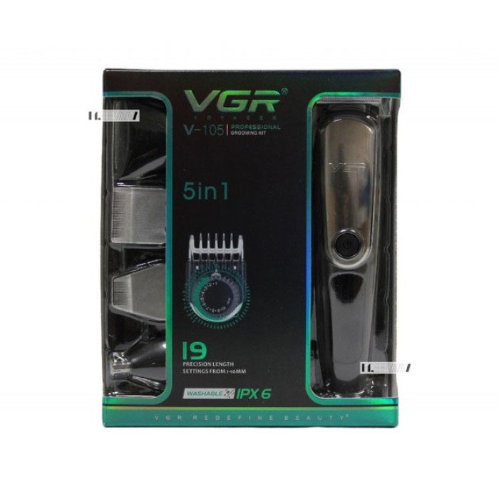 Професійний акумуляторний бездротовий триммер-стилізатор VGR V-105 для волосся та бороди 5 в 1
