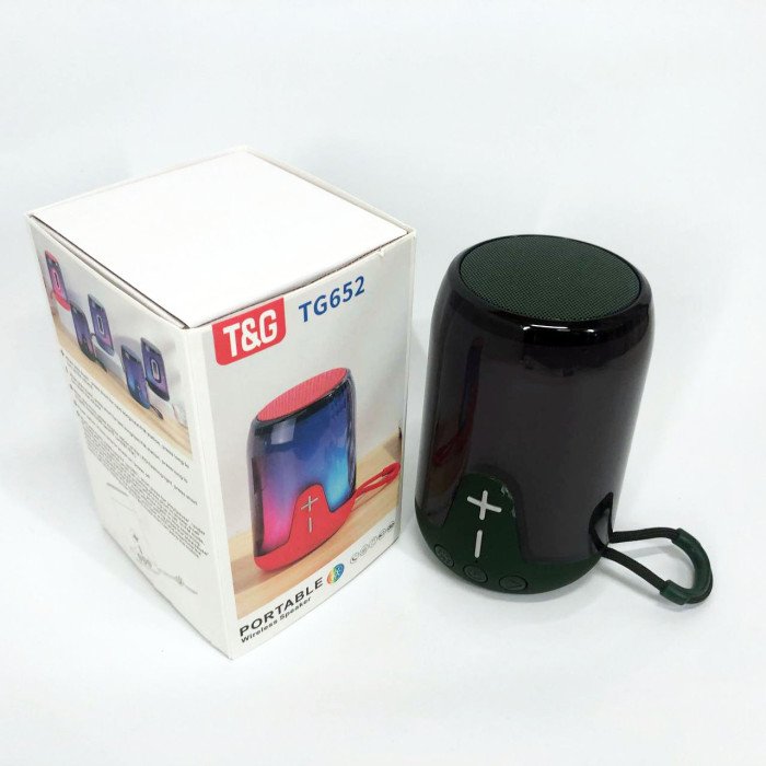 Портативна колонка TG652 5W з RGB підсвічуванням та ремінцем, колонка з акумулятором блютуз. Колір: зелений