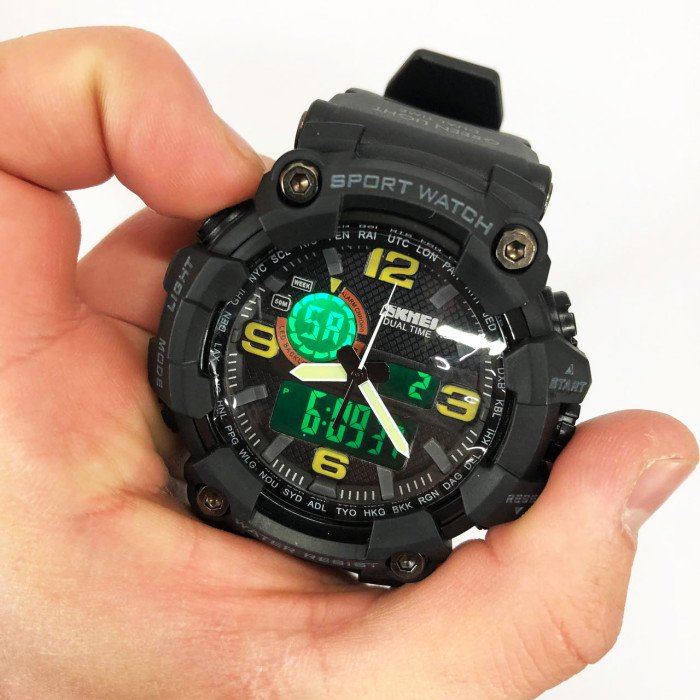 Годинник наручний чоловічий SKMEI 1520BK BLACK, армійський годинник протиударний. Колір: чорний