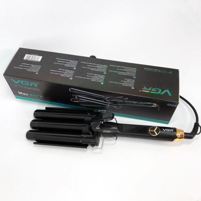 Потрійна плойка для завивки волосся VGR V-591 три хвилі діаметром 25 мм потужністю 125 Вт