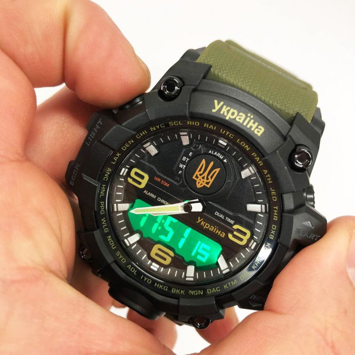 Годинник наручний чоловічий SKMEI 6851/1586AG, Військовий чоловічий наручний годинник зелений, Годинник спортивний