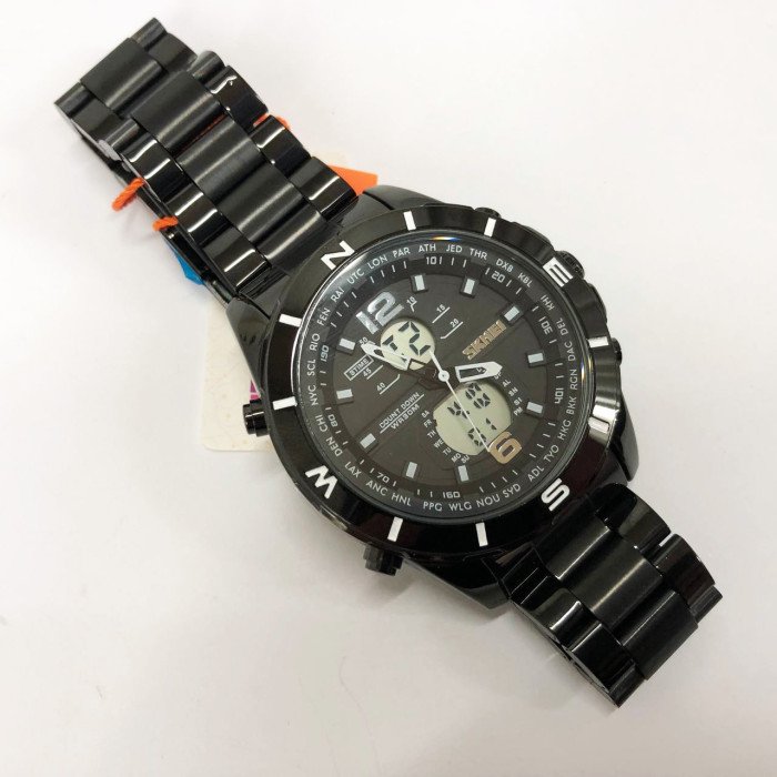Годинник наручний чоловічий SKMEI 1670BKWT BLACK-WHITE, Армійський годинник протиударний. Колір: чорний