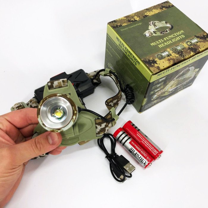 Ліхтар налобний акумуляторний CH-002M-T6, Ліхтарик на голову для роботи, Надійний налобний ліхтар