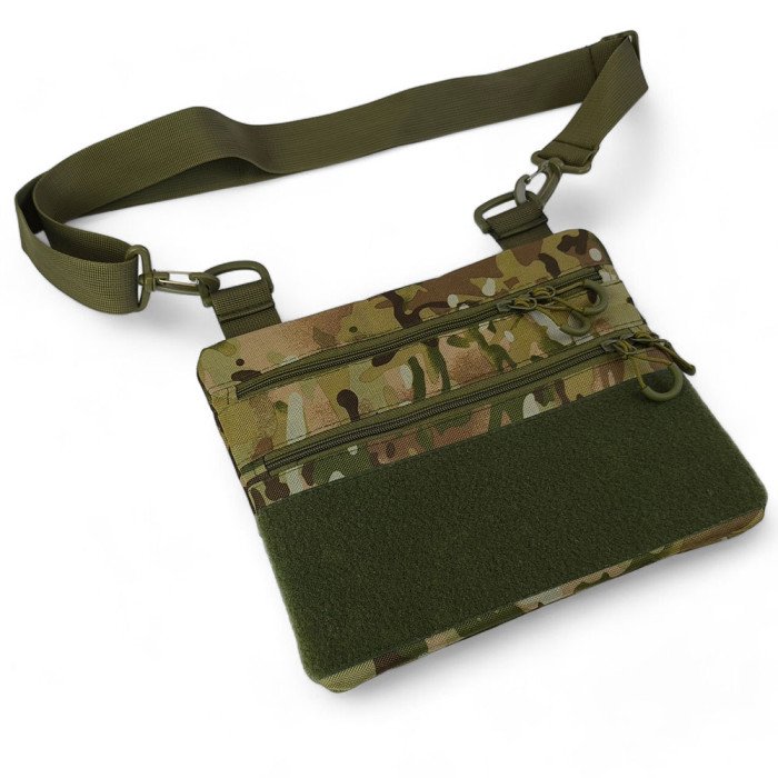 Сумка-кобура мультикам наплічна з липучкою для шевронів, тактична сумка чоловіча з кордури