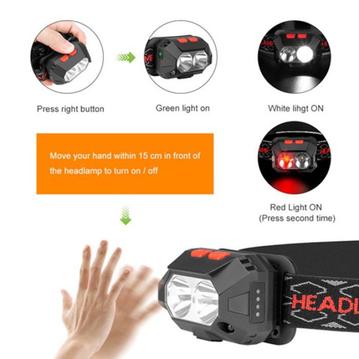 Ліхтар налобний акумуляторний PLD-SL02-XPG, Налобний прожектор, Потужний ліхтар для риболовлі