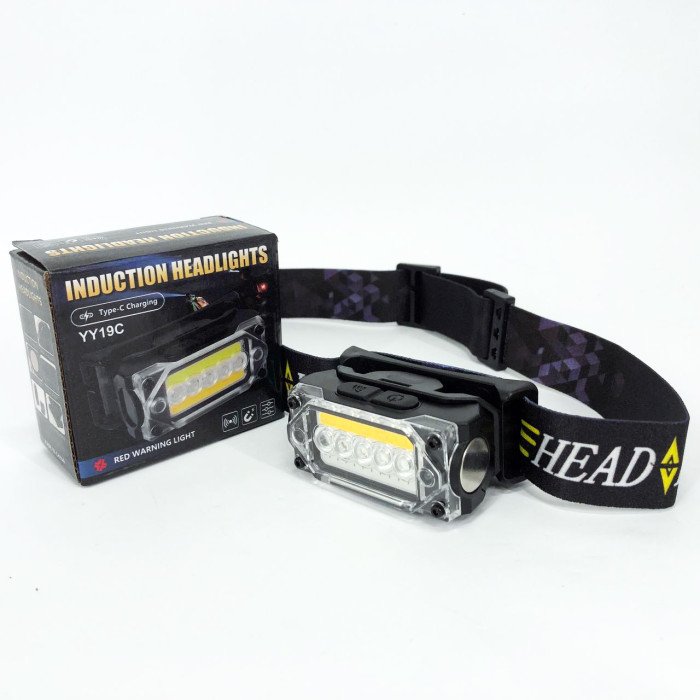 Ліхтар налобний YY-19C-5SMD+COB white+yellow+red Motion Sensor, Потужний світлодіодний ліхтарик на голову