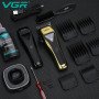 Машинка для стрижки VGR V-015 акумуляторна бездротова професійна 6 насадок