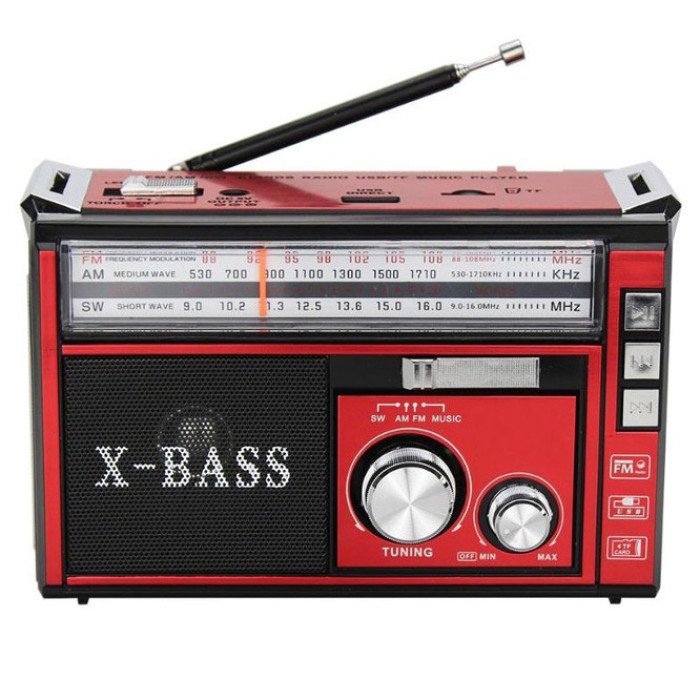 Радіоприймач портативне радіо Golon RX-381 акумуляторний ретро стовпчик usb sd mp3 fm. Колір: червоний
