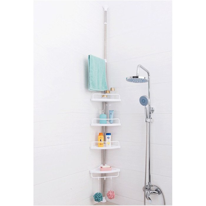 Кутова полиця у ванну Multi Corner Shelf AD 9866 з металу та пластику 2.6 метра, 4 полиці, регульована