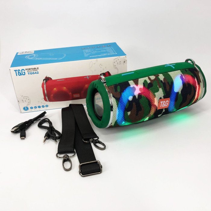 Портативна колонка TG642 з RGB підсвічуванням та ремінцем, колонка для вечірки. Колір: камуфляж