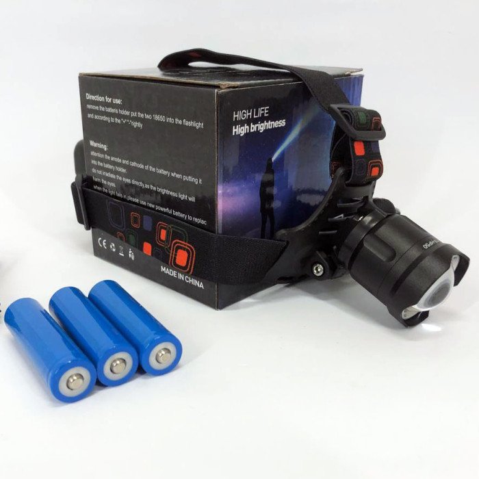 Ліхтар налобний X-Balong XQ-219-HP50 акумуляторний LED zoom з функцією Power Bank 3 режими роботи