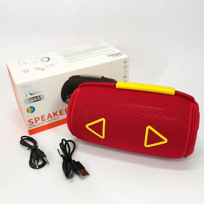 Bluetooth-колонка TG657 з RGB підсвічуванням 1500 mAh, бездротова колонка портативна потужна. Колір: червоний