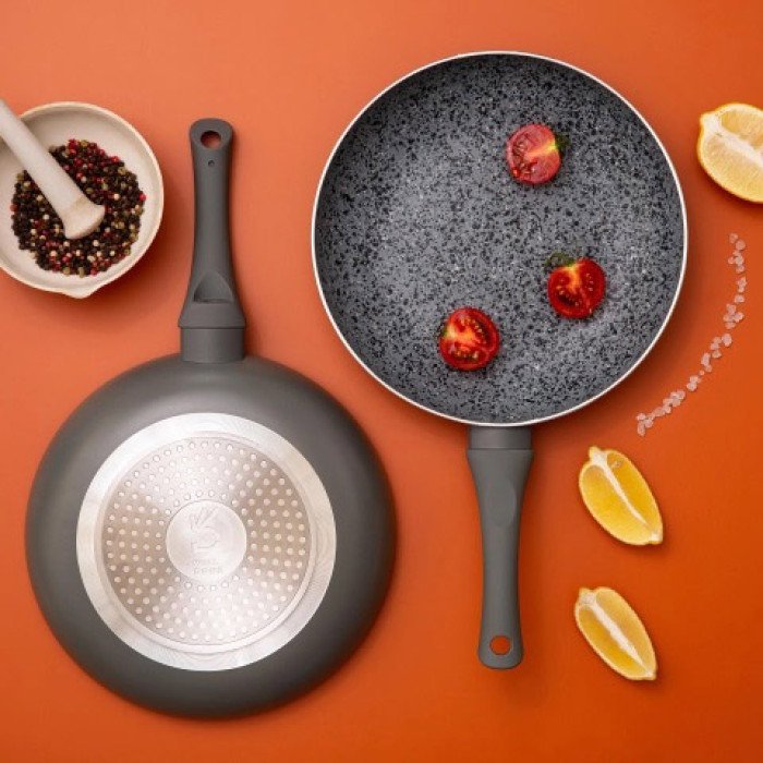 Сковорода Well Done WD-1024B з покриттям LightStone 24 см, сковорода для смаження, якісна сковорода