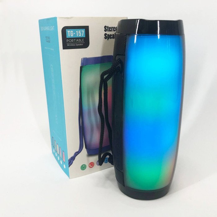 Портативна bluetooth колонка вологостійка TG157 Pulse з різнокольоровою підсвіткою. Колір чорний