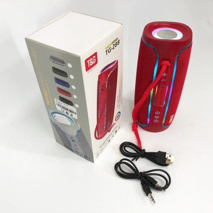 Портативна Bluetooth колонка з LED підсвічуванням TG288, гучна колонка для вечірки. Колір: червоний