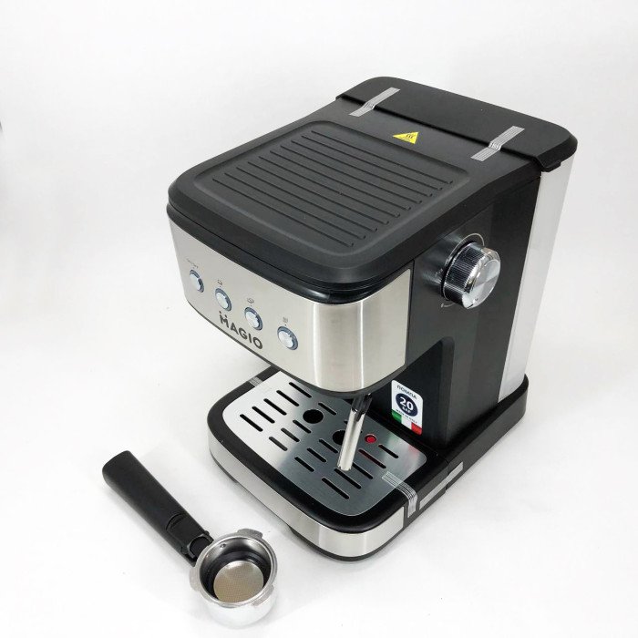 Кавоварка рожкова MAGIO MG-451, Кавоварка рожкова з капучинатором, Кавоварка з прозорим резервуаром
