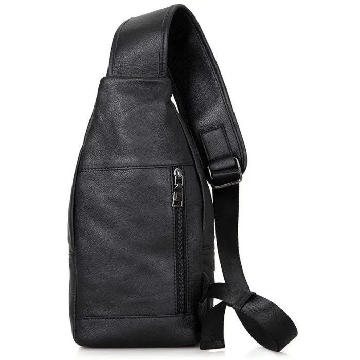 Преміальна чоловіча шкіряна сумка з натуральної італійської шкіри, чорна