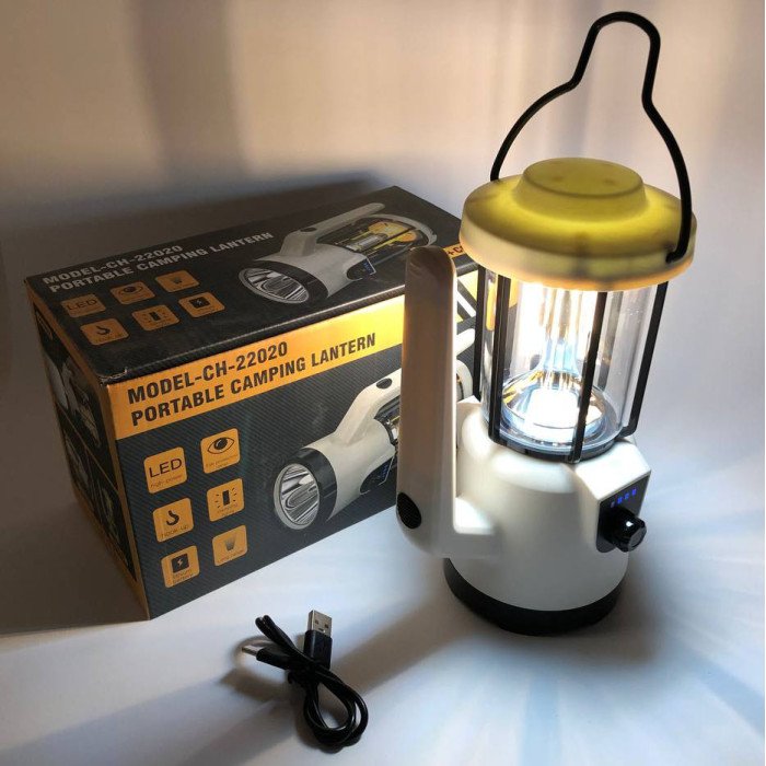 Кемпінговий ручний ліхтар CH-22020 (LM+COB)+Power bank+Type-C+2 режими (плавне регулювання)