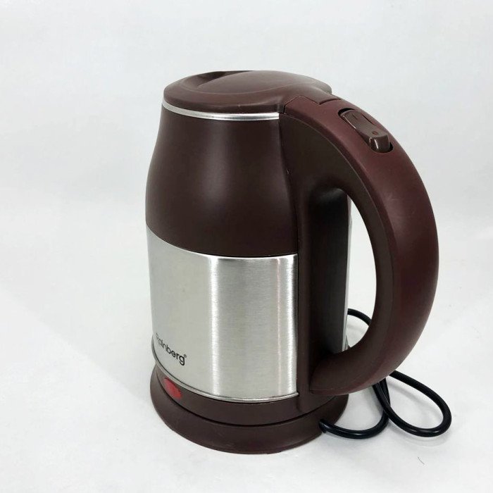Електрочайник Rainberg RB-808 2 л нержавіюча сталь, тихий електрочайник гарний. Колір: коричневий