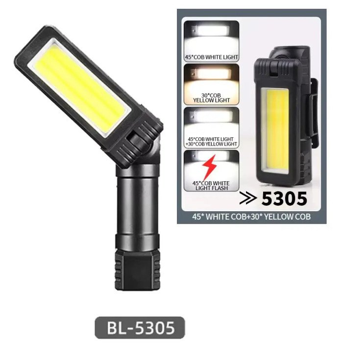 Ліхтар WORKLIGHT 2 в 1 5305-COB(WHITE+YELLOW), Потужний ліхтар для риболовлі, Потужний ліхтар на голову