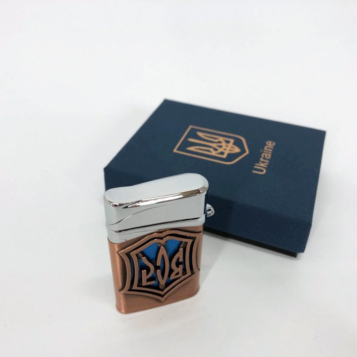 Запальничка газова ЗСУ Подарункова коробка, Гостре полум'я HL-4112-4, Запальничка з турбонаддувом. Колір: бронза