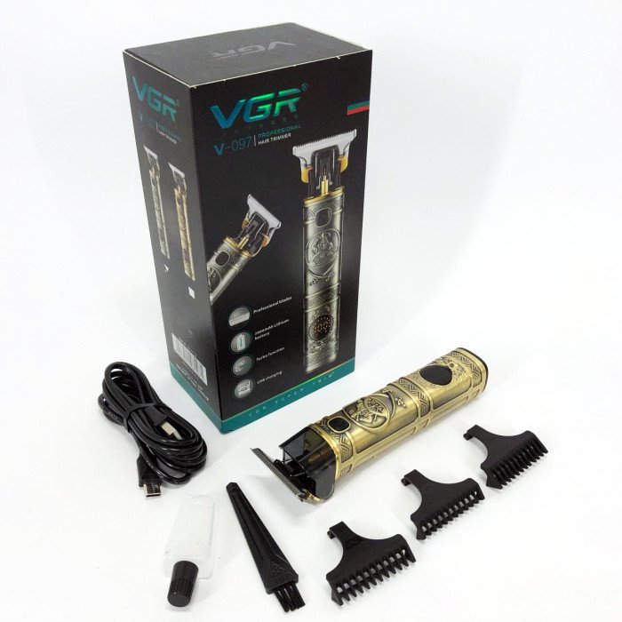 Машинка для стрижки волосся та бороди VGR V-097, Бритва триммер для професіоналів. Колір: срібний