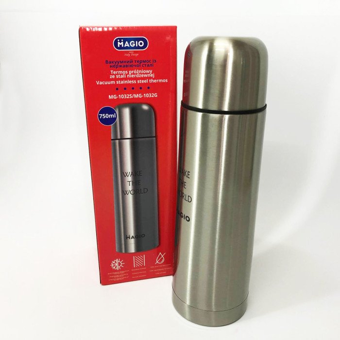 Термос MAGIO MG-1032S вакуумний 750 мл, Якісний термос для дому, Термос для напоїв