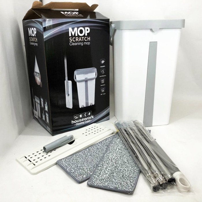 Швабра велика з відром комплект Scratch Cleaning Easy Mop з автоматичним віджиманням та складною ручкою