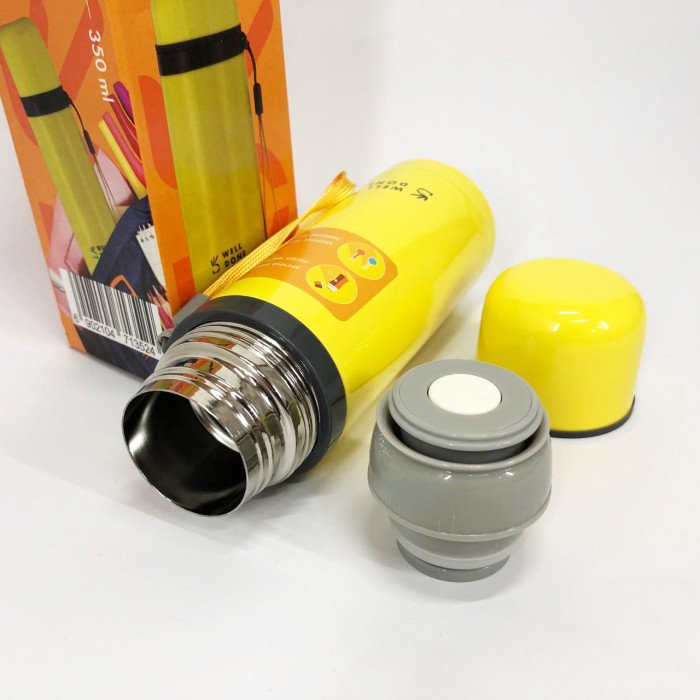 Термос вакуумний Well Done WD-7153Y 350 мл, Якісний термос для дому, Термос похідний. Колір: жовтий