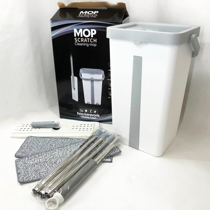 Швабра велика з відром комплект Scratch Cleaning Easy Mop з автоматичним віджиманням та складною ручкою