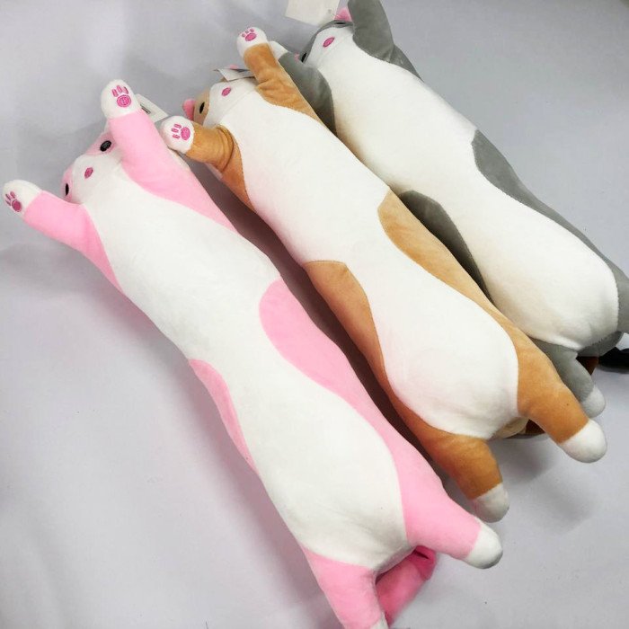 М'яка плюшева іграшка Довгий Кіт Батон котейка-подушка 50 см. Колір: рожевий