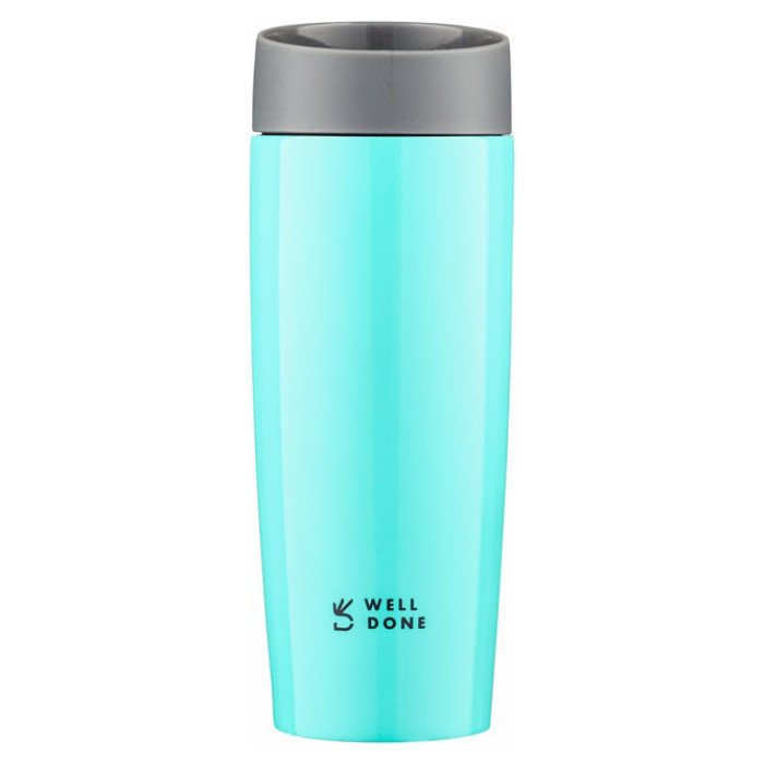 Термокухоль Well Done WD-7053T вакуумний 380 мл, Термос для дитини до школи. Колір: блакитний