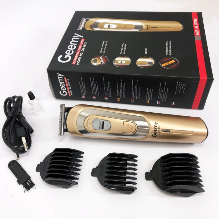 Бездротова машинка для стрижки волосся GEMEI GM-6112 акумуляторна. Колір: золотий