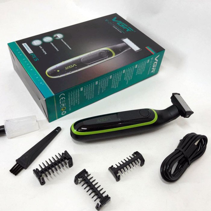 Чоловічий акумуляторний триммер для бороди та вусів VGR V-017 верстат для вологого та сухого гоління