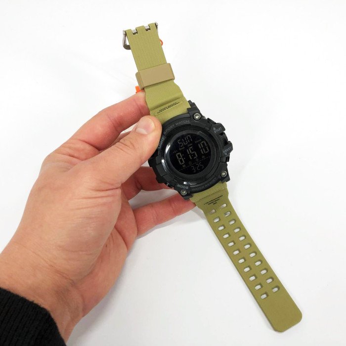 Годинник наручний чоловічий SKMEI 1384KH KHAKI, годинник наручний електронний тактичний. Колір: хакі