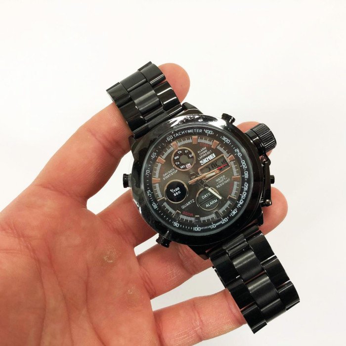 Годинник наручний чоловічий SKMEI 1515BK BLACK, годинник наручний електронний тактичний. Колір: чорний