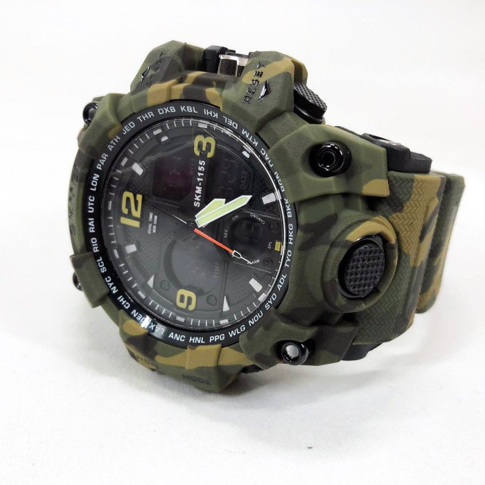 Годинник наручний чоловічий SKMEI 1155BCMGN GREEN CAMO, брендовий чоловічий годинник. Колір: зелений камуфляж
