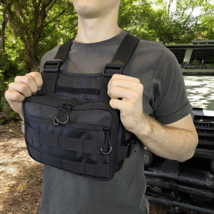 Нагрудна тактична сумка чоловіча, сумка через плече чорна розгрузка