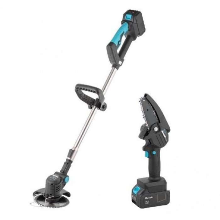 Тример для трави та кущів Krafftec + Ланцюгова пила, Ланцюгова мініпила-сучкоріз, Міні-ланцюгова пила для дачі