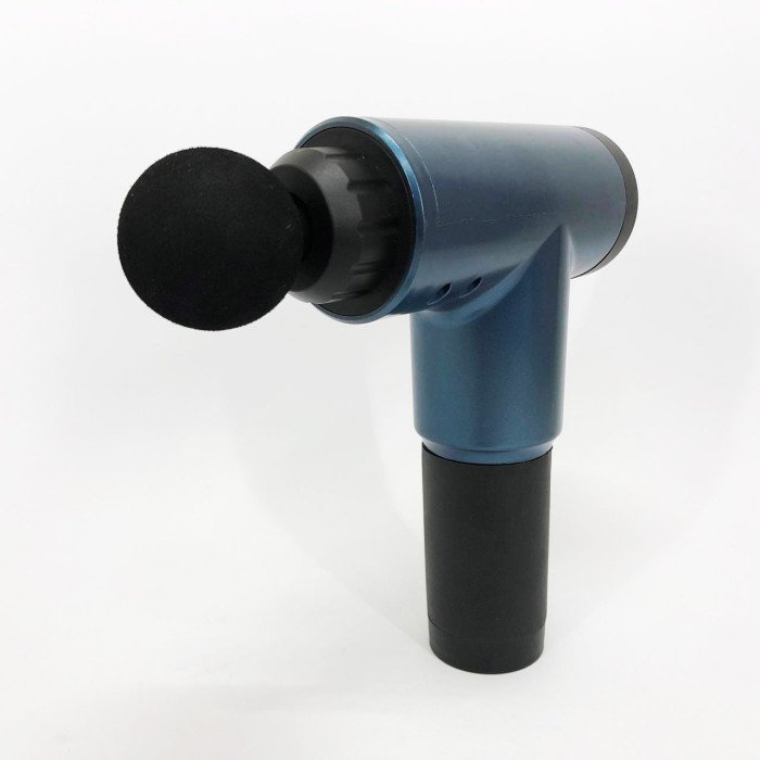 Акумуляторний масажер Fascial Gun KH-320 портативний ручний ударний м'язовий пістолет 4 насадки синій