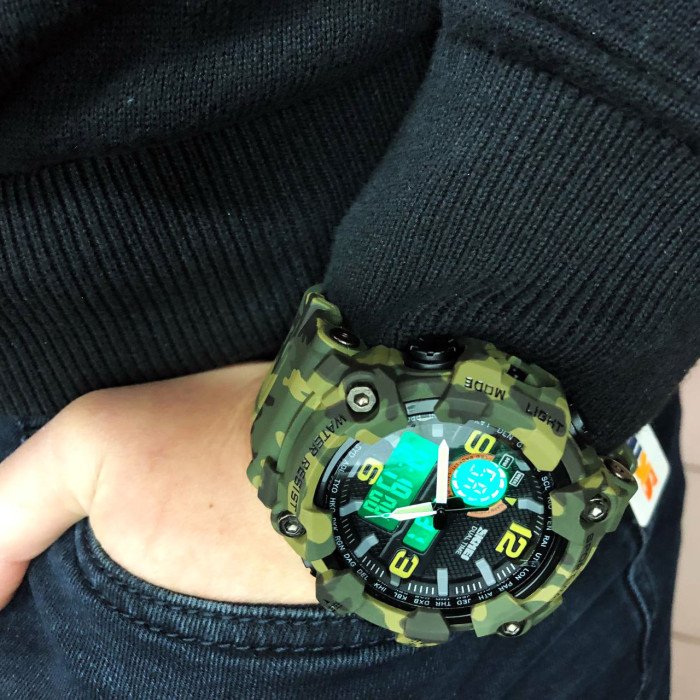 Годинник наручний чоловічий SKMEI 1520CMGN CAMO GREEN, годинник військовий чоловічий, для військовослужбовців. Колір: камуфляж